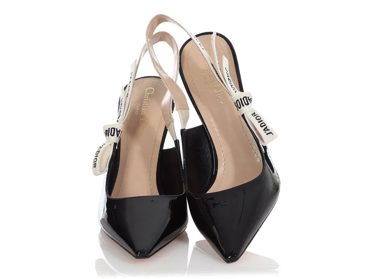 Dior Black Patent J'adior Slingback Pumps