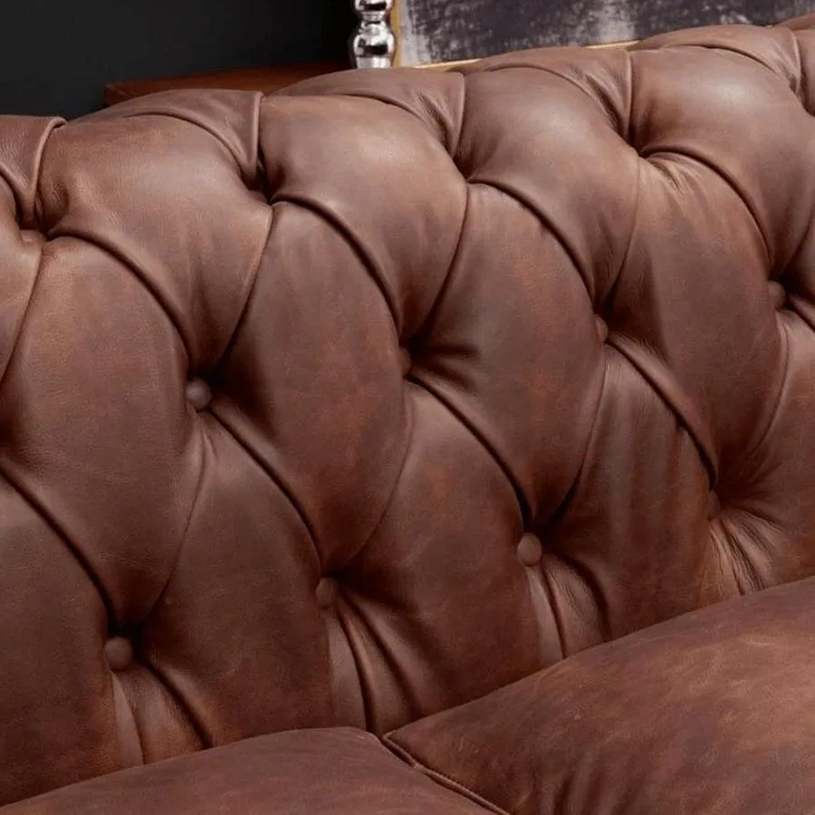 Euro Bonded Leather Chesterfield  3 Seater Sofa