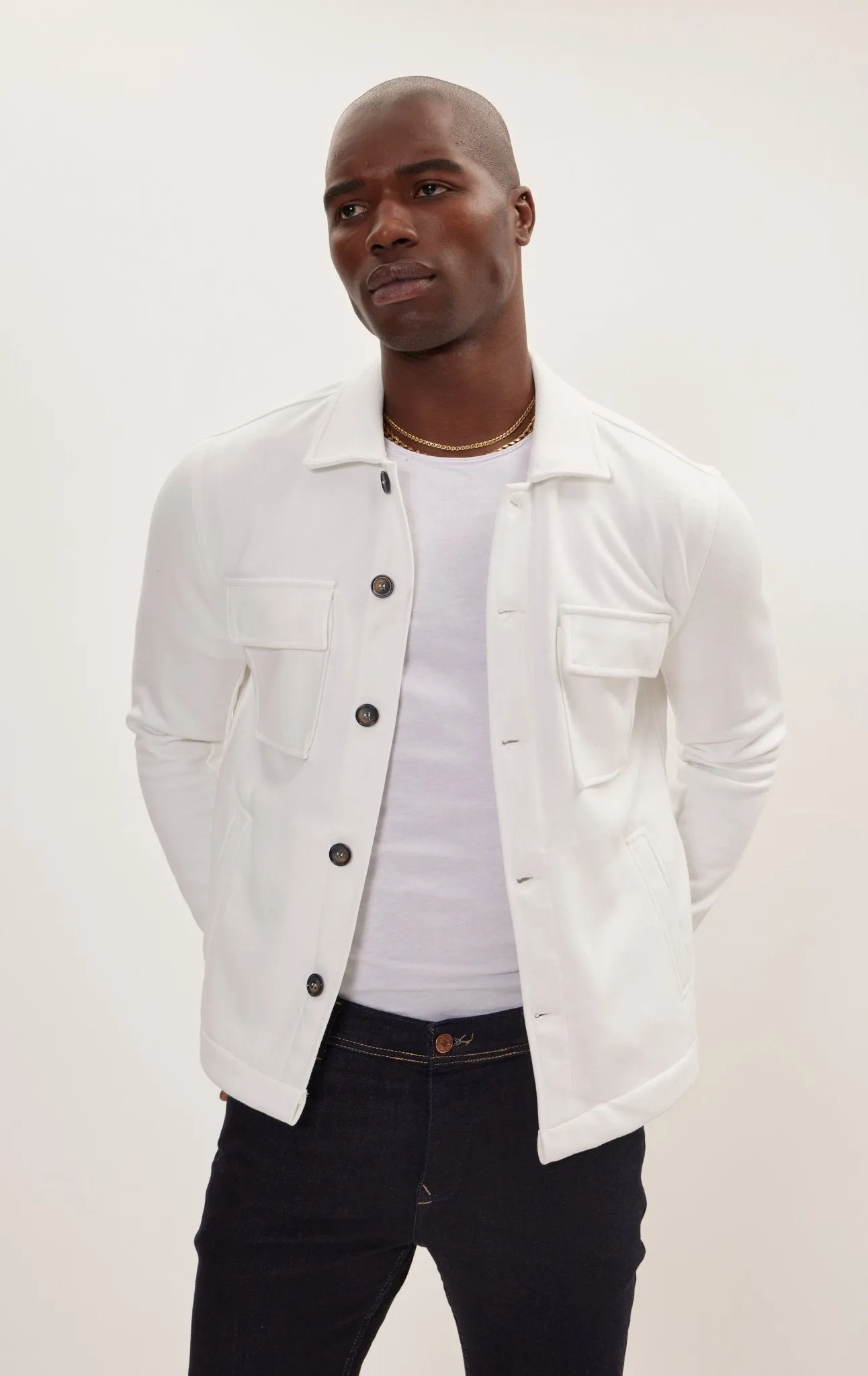 Full Button Up Jacket -  Off White