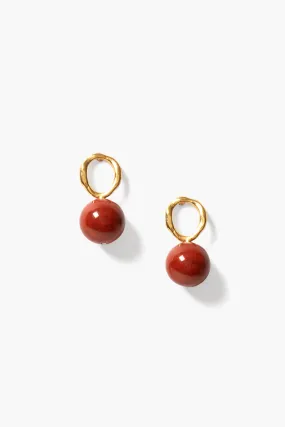 Globe Stud Earrings Red Jasper