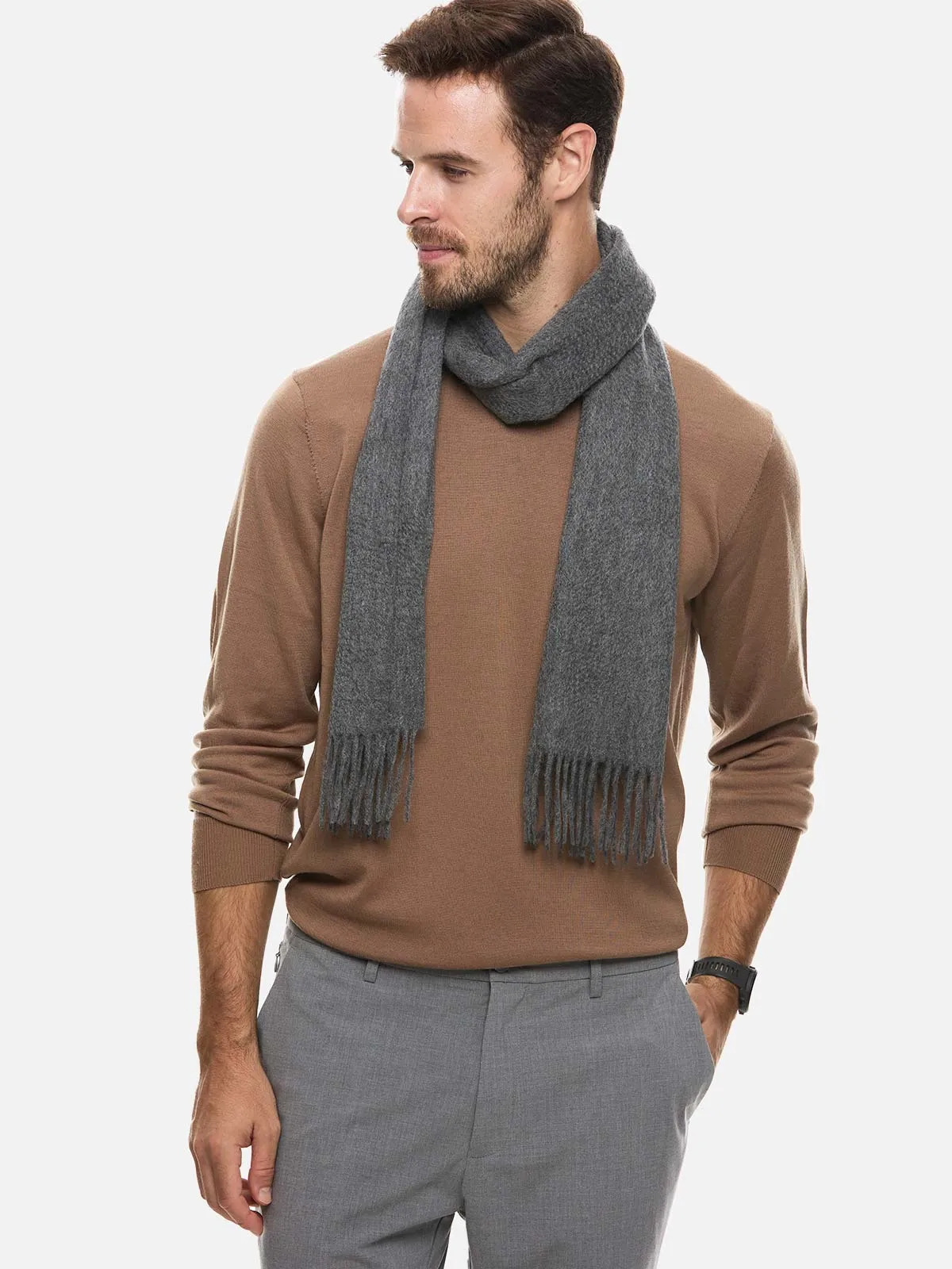 Gray Mens Cashmere Scarf