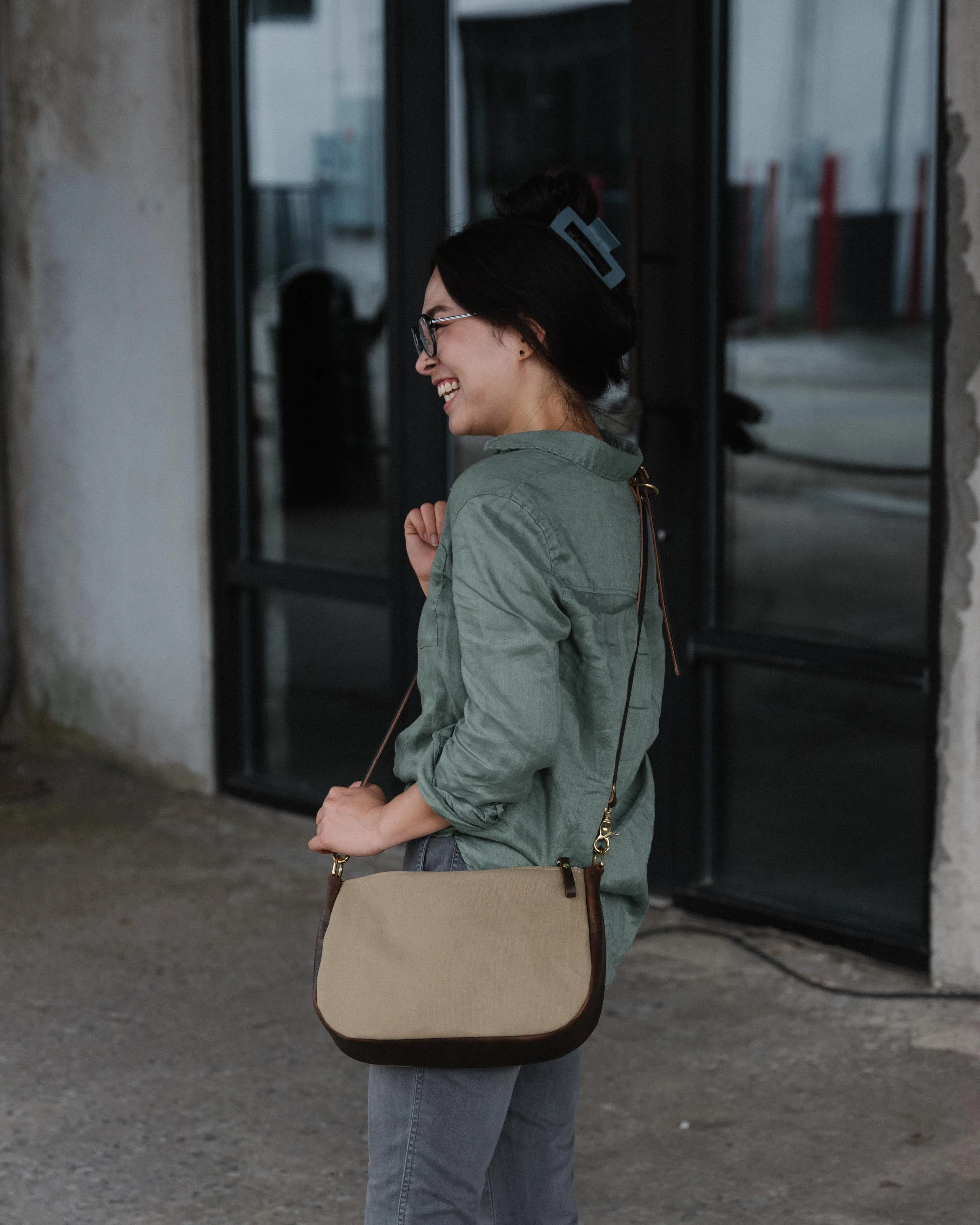 Green Canvas Crossbody Bag