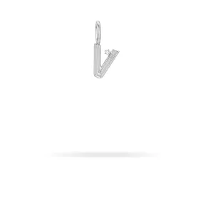 Groovy Diamond Initial Mini Bead Charm V in Sterling Silver