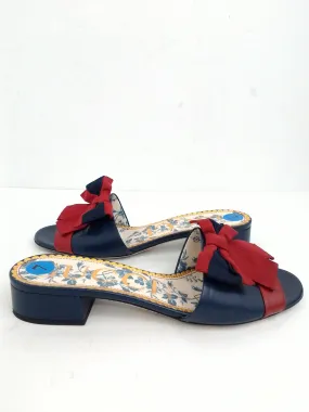 Gucci Women's Navy Blue/Red Mule Sandal Size 37