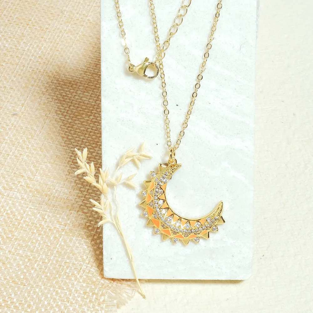 Half Moon Studded Necklace