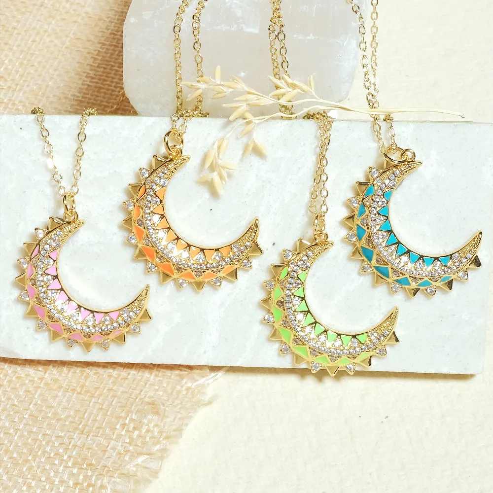 Half Moon Studded Necklace