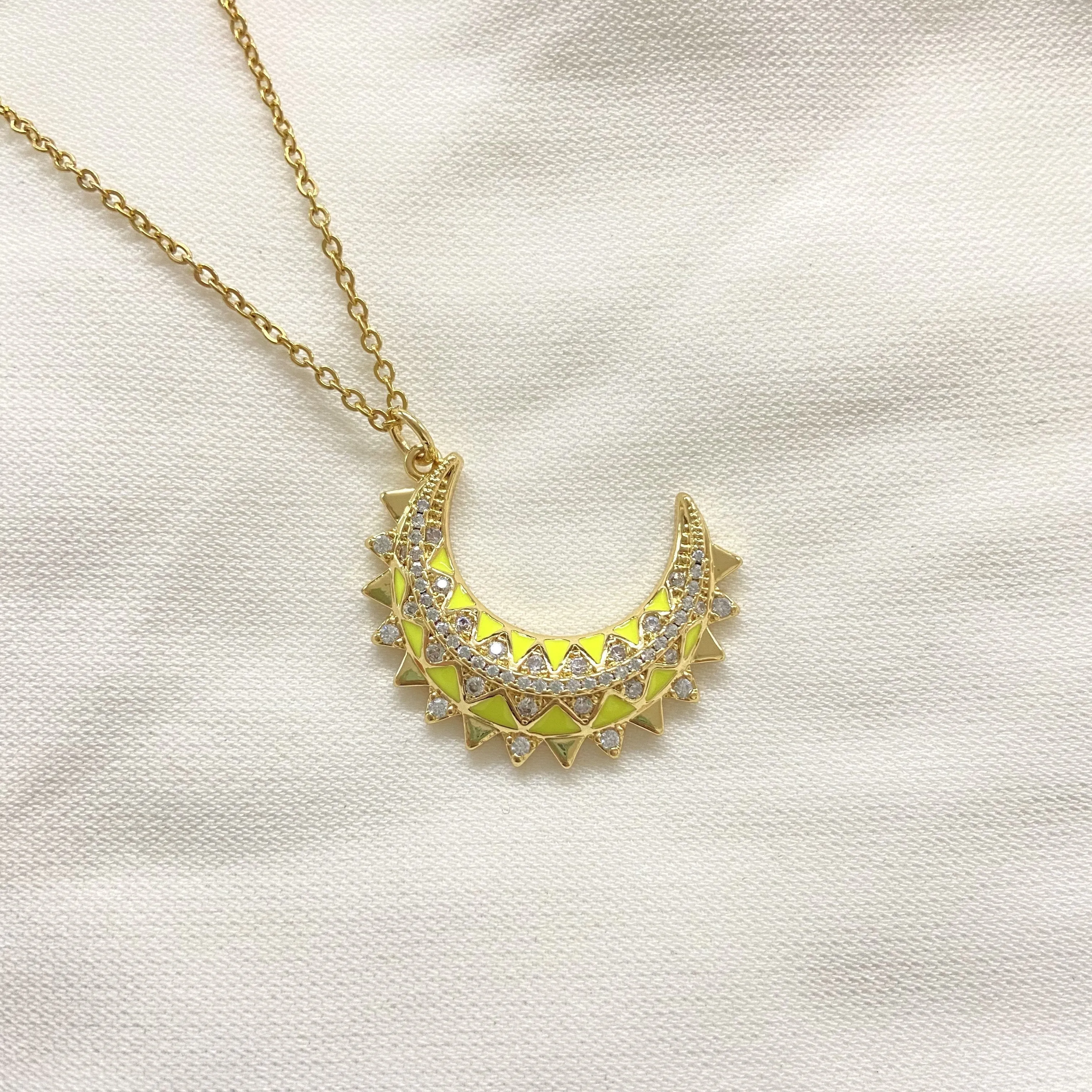 Half Moon Studded Necklace