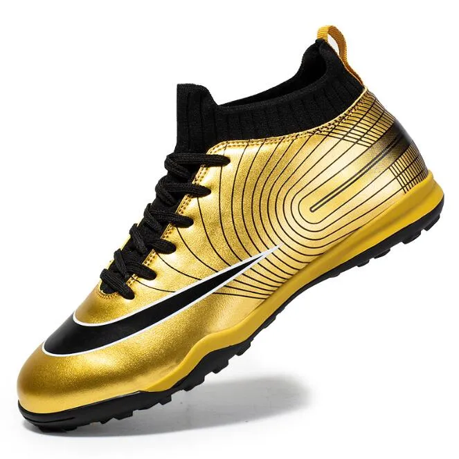 High top football shoes Long spikes broken nails gold soled grass student