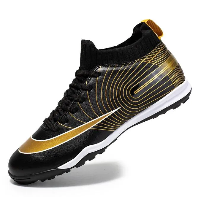 High top football shoes Long spikes broken nails gold soled grass student