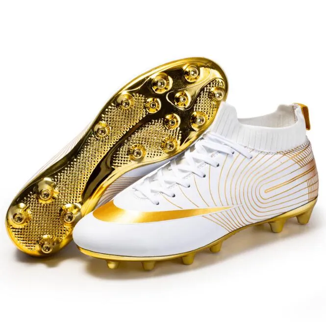 High top football shoes Long spikes broken nails gold soled grass student