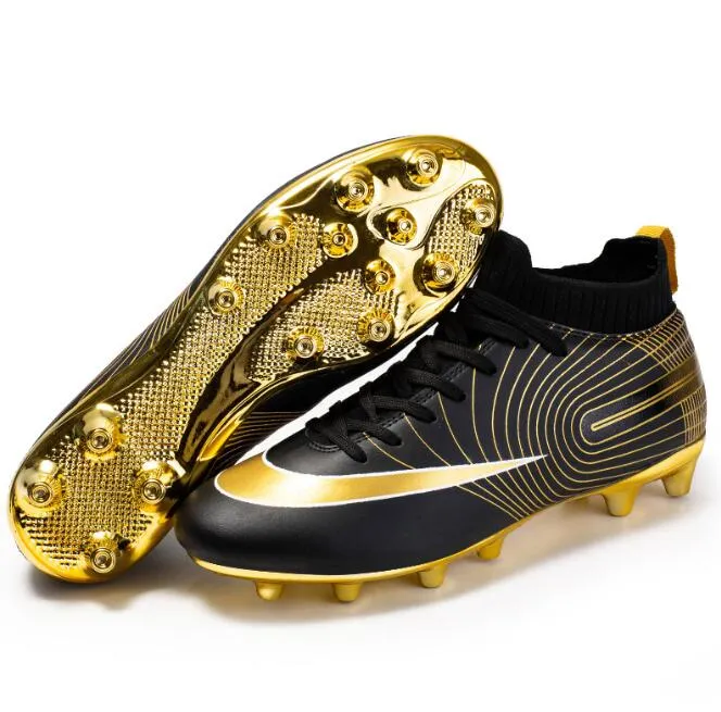 High top football shoes Long spikes broken nails gold soled grass student