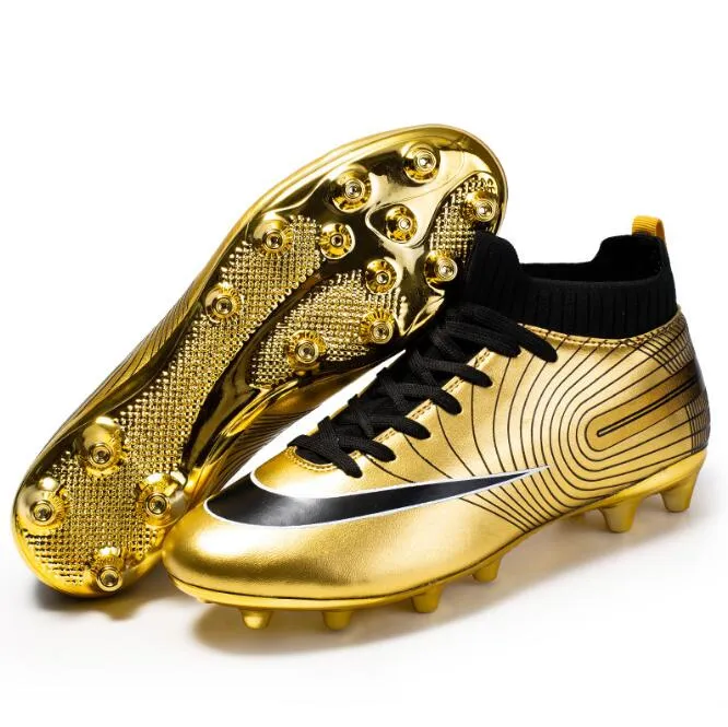 High top football shoes Long spikes broken nails gold soled grass student