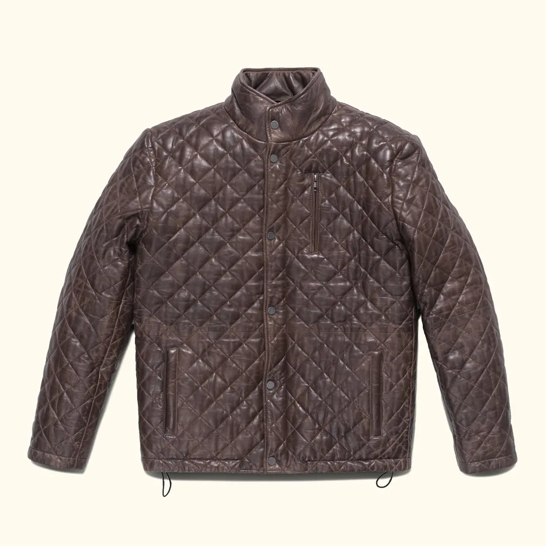 Highlands Quilted Leather Jacket | Mahogany Brown