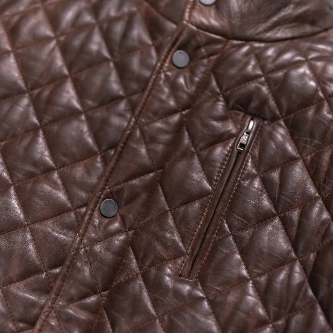 Highlands Quilted Leather Jacket | Mahogany Brown