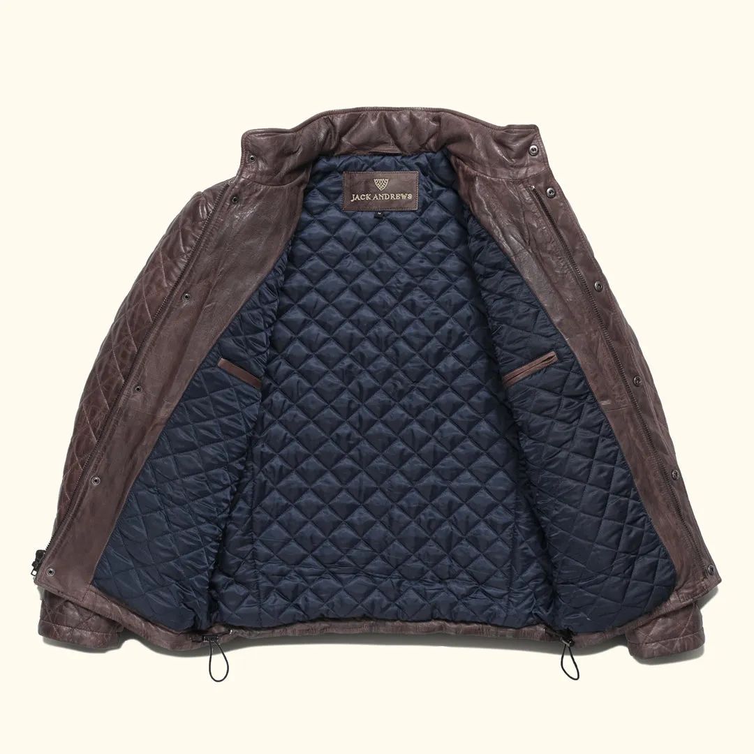 Highlands Quilted Leather Jacket | Mahogany Brown