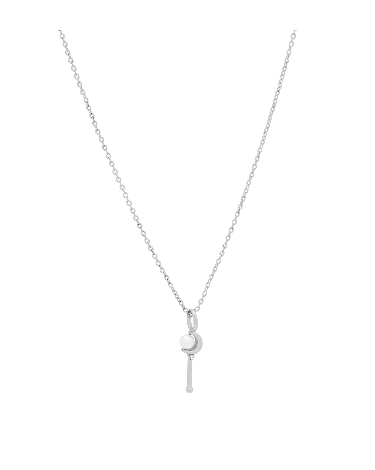 In The Name Of The Moon Pearl Wand Necklace - Sterling Silver