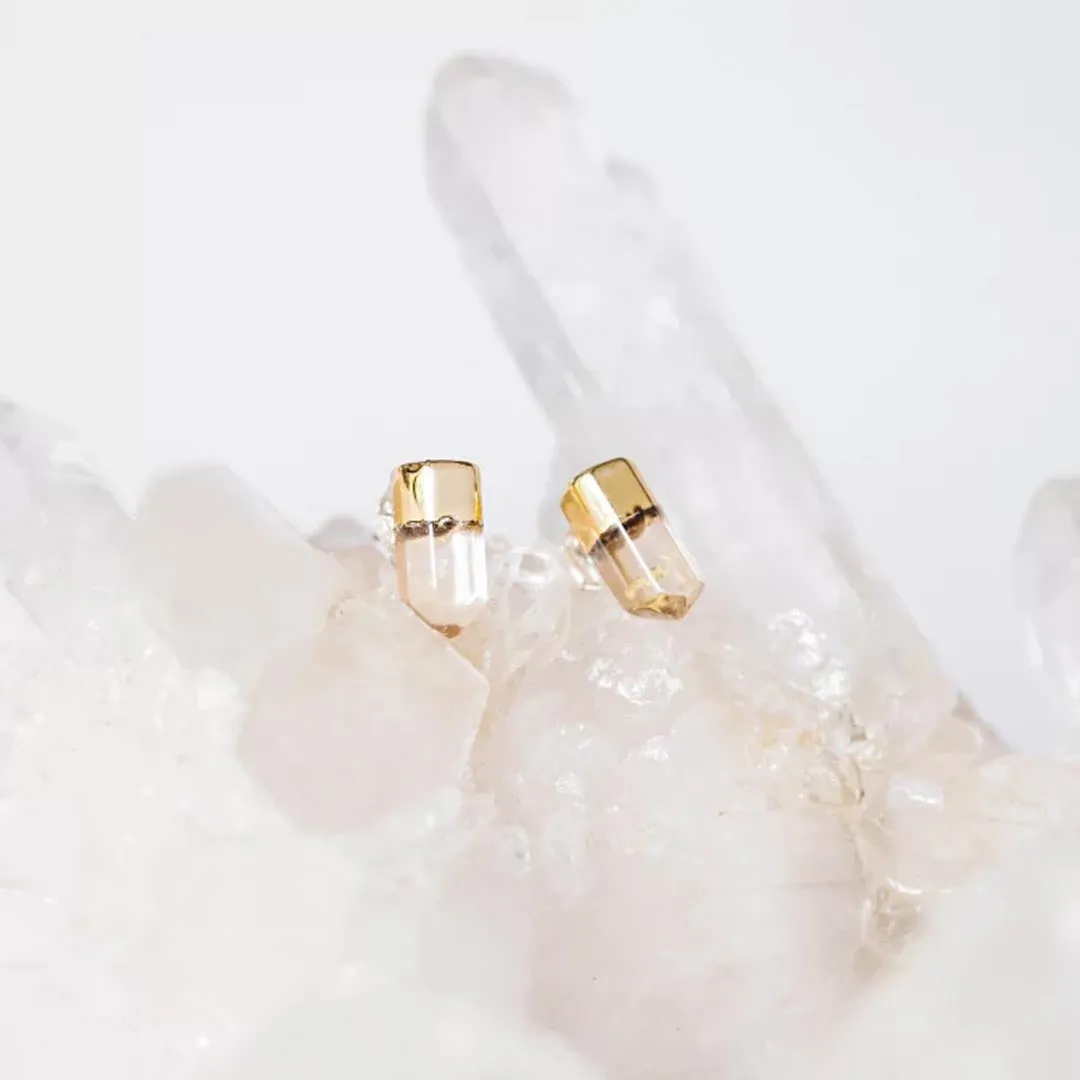 JAX KELLY GOLD DIPPED QUARTZ POINT STUDS