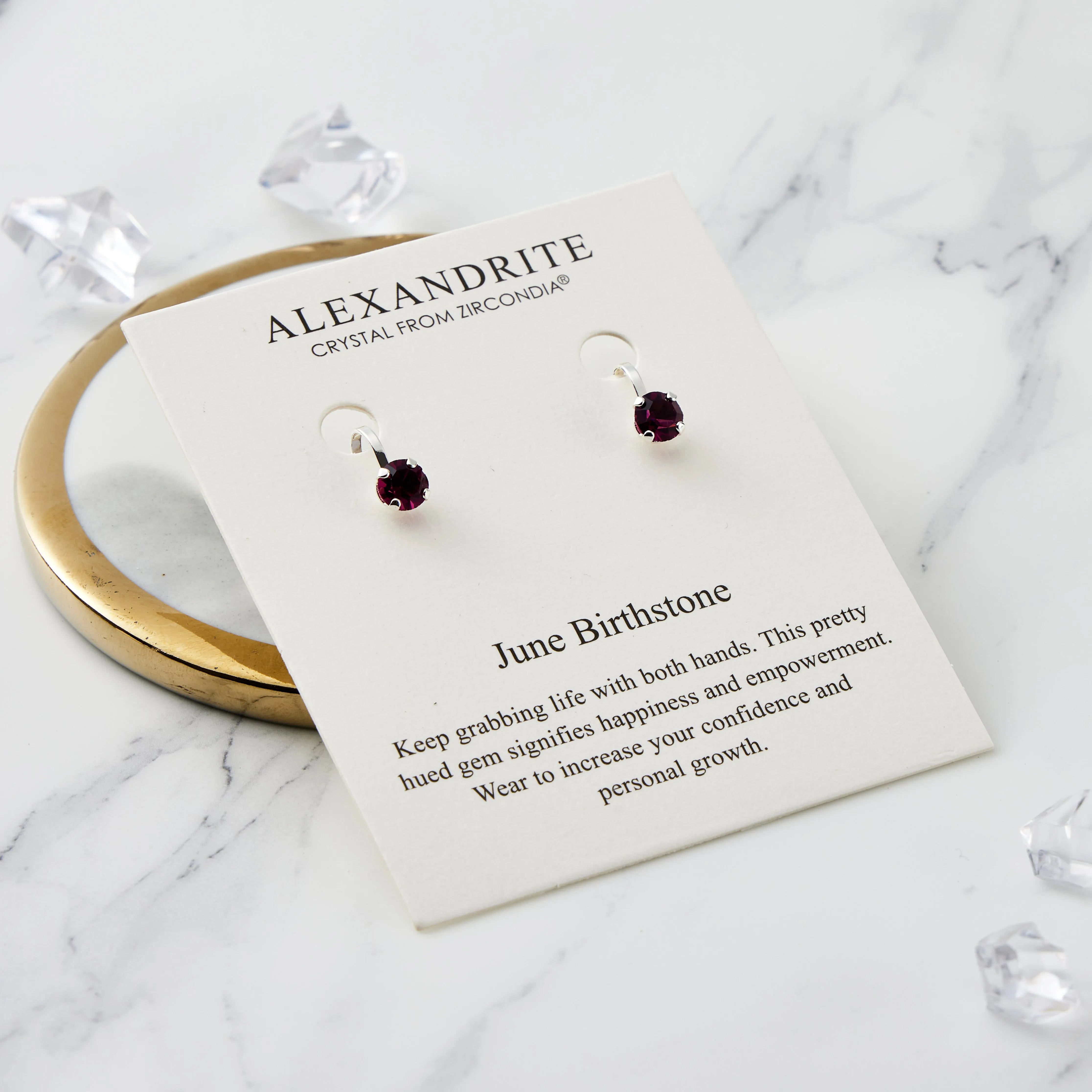 June (Alexandrite) Birthstone Clip On Earrings Created with Zircondia® Crystals