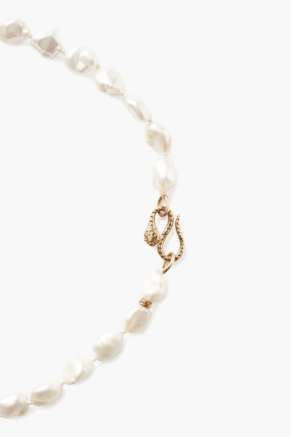 Keshi Pearl Cobra Necklace White