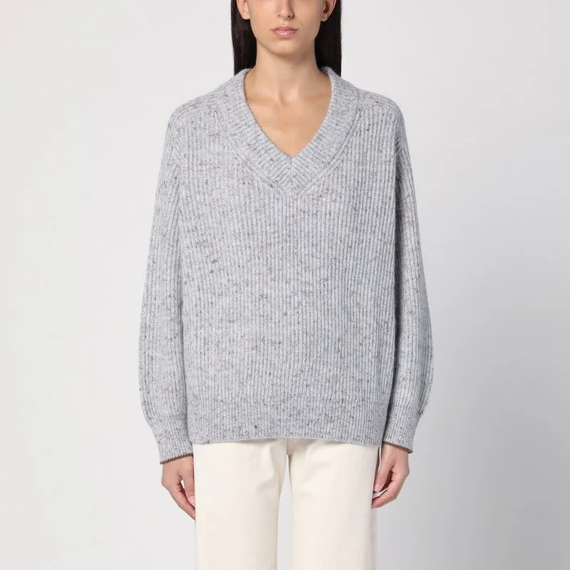 LIGHT GREY/BROWN JUMPER IN WOOL BLEND