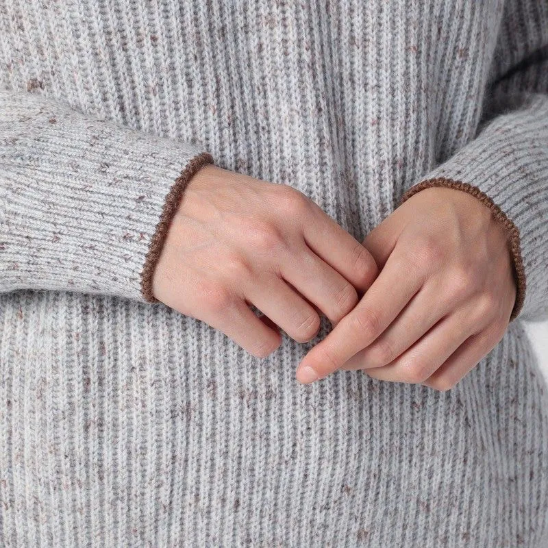 LIGHT GREY/BROWN JUMPER IN WOOL BLEND