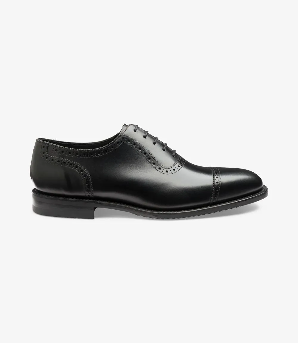 LOAKE - FLEET Premium calf semi brogue Oxford shoe - Black