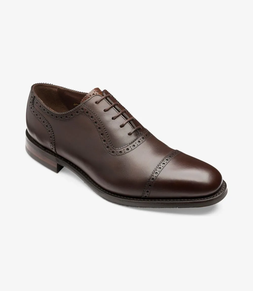 LOAKE - FLEET Premium Calf Semi Brogue Oxford Shoe - Dark Brown