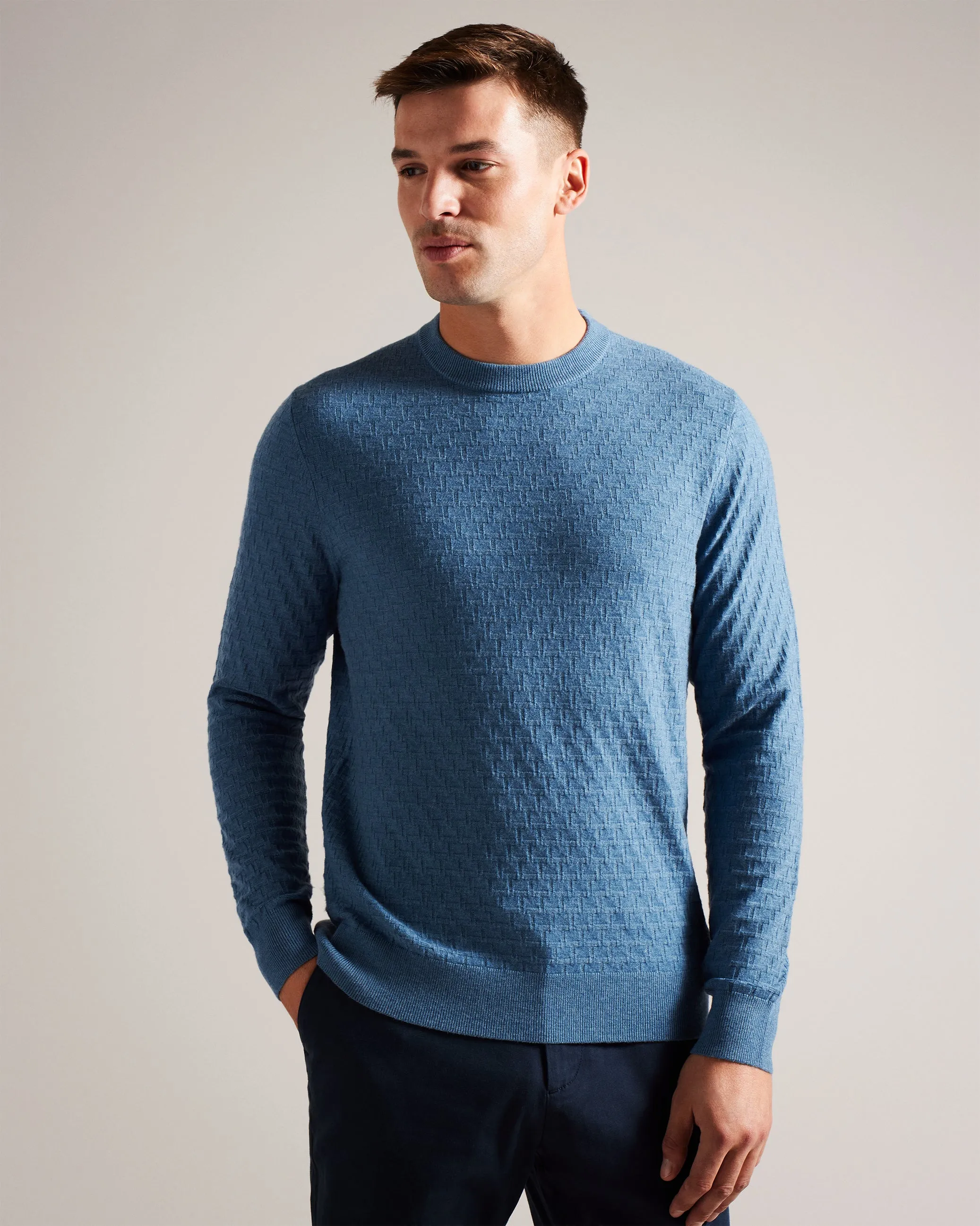 Loung Long Sleeve T Knit Jumper Teal-Blue