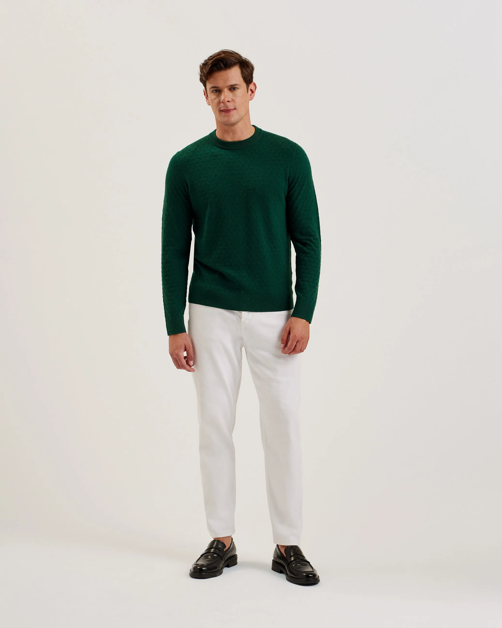 Loung Ls Diamond Stitch Crew Neck Dk-Green