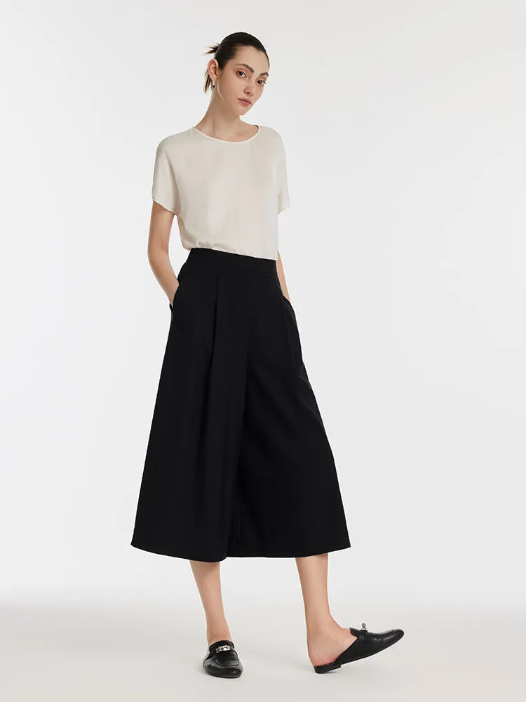 Machine Washable Wool-Silk Blend A-Line Women Culottes