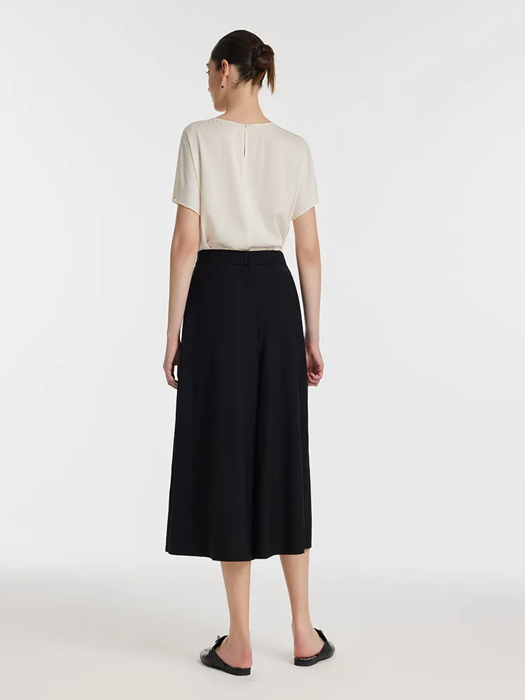 Machine Washable Wool-Silk Blend A-Line Women Culottes