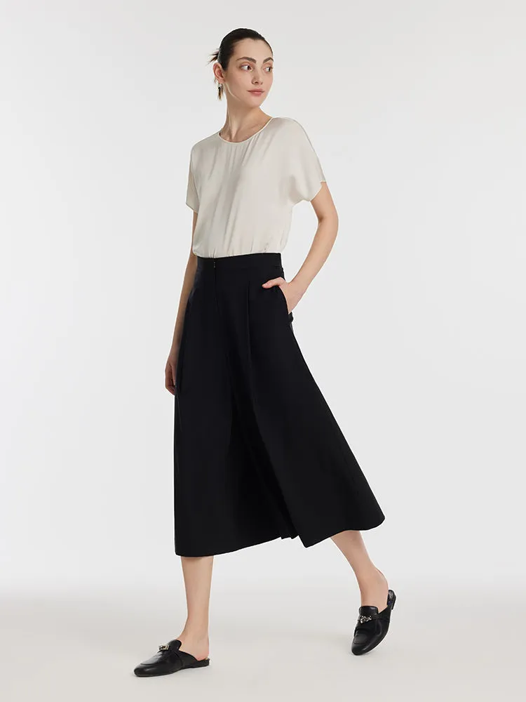 Machine Washable Wool-Silk Blend A-Line Women Culottes