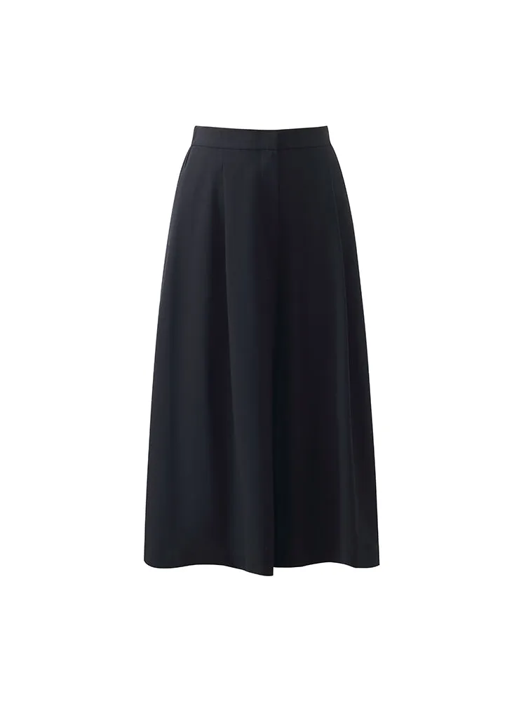 Machine Washable Wool-Silk Blend A-Line Women Culottes