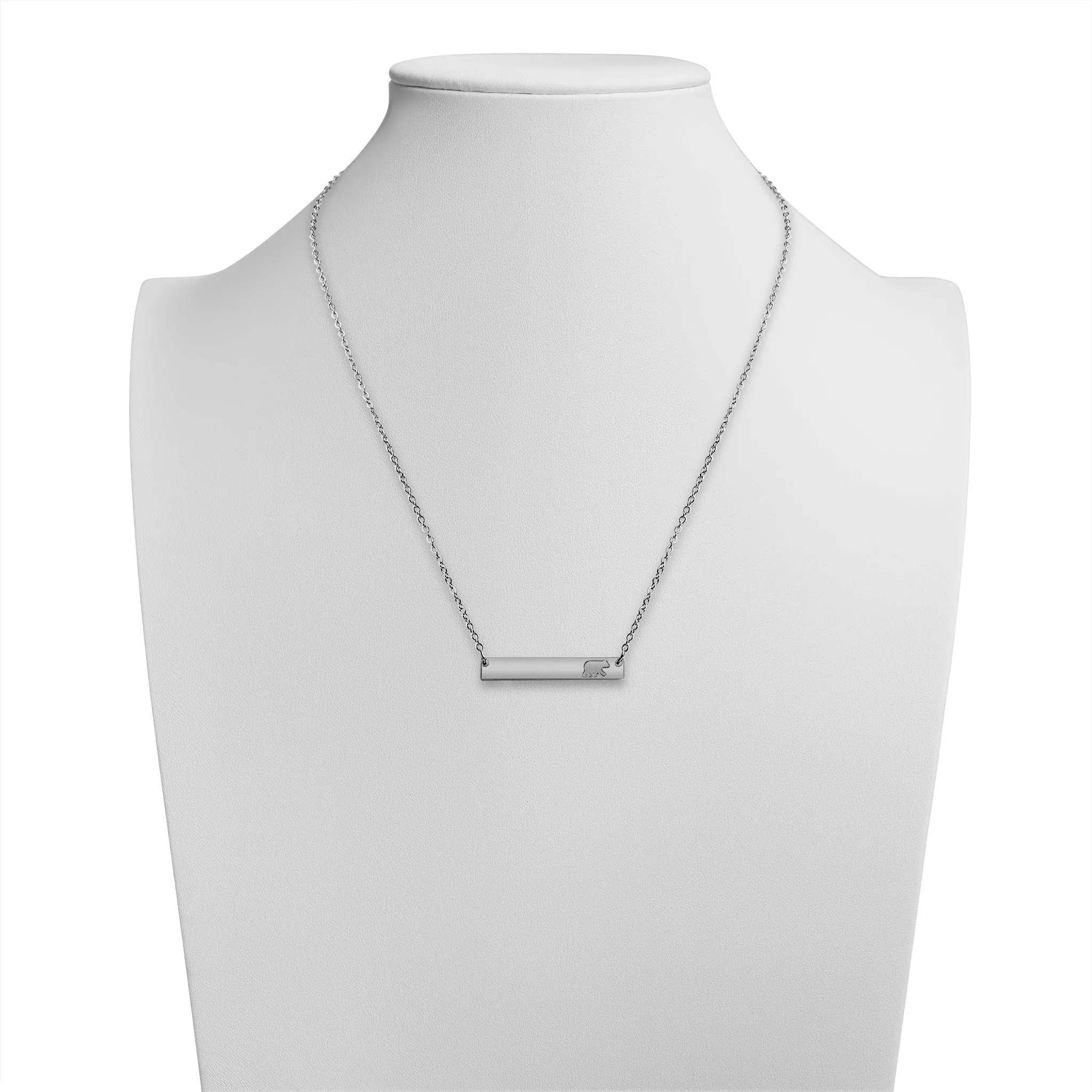 Mama Bear Cutout Horizontal Stainless Steel Bar Necklace / SBB0148