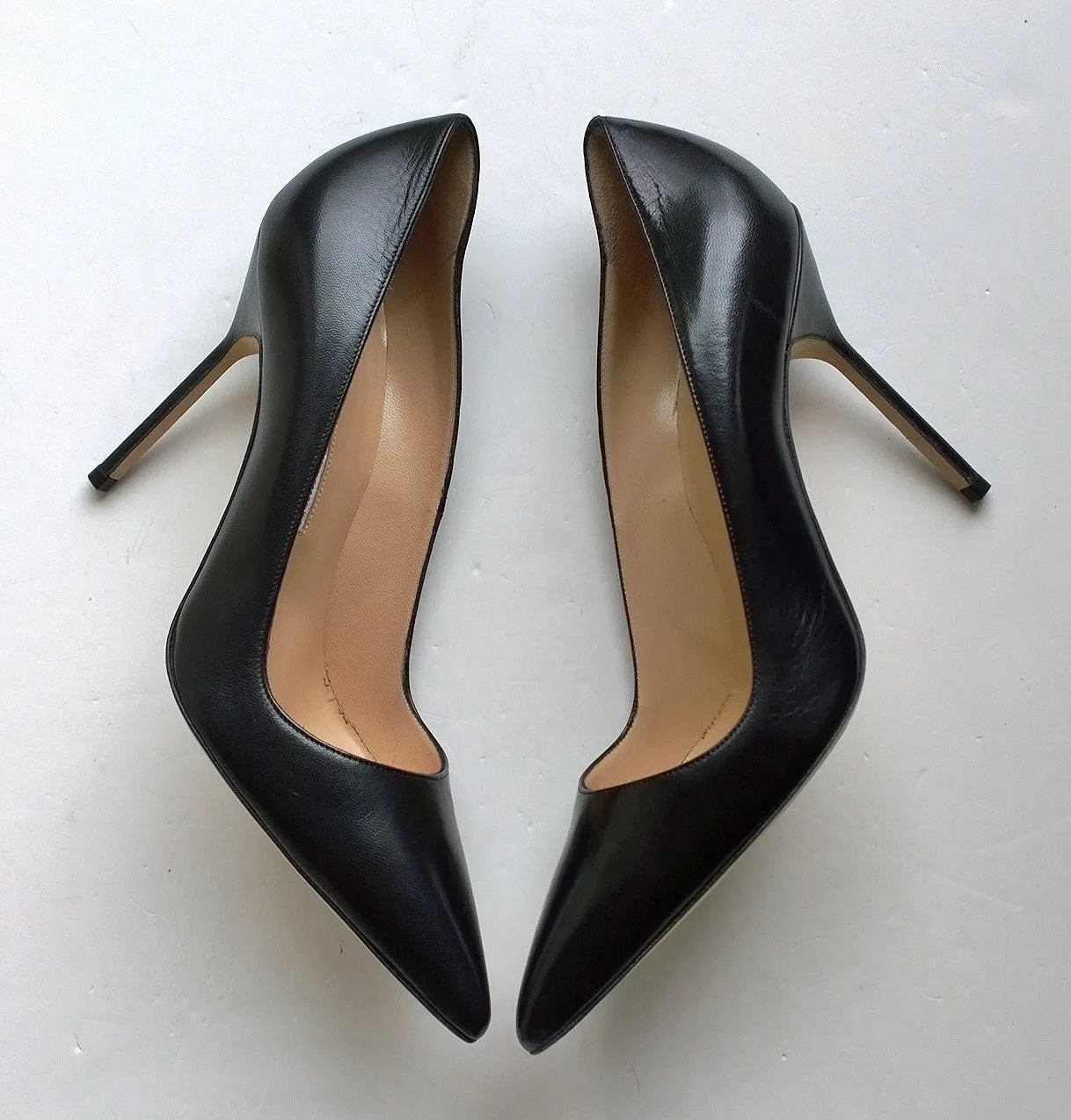 Manolo Blahnik Black Leather BB Heels 105