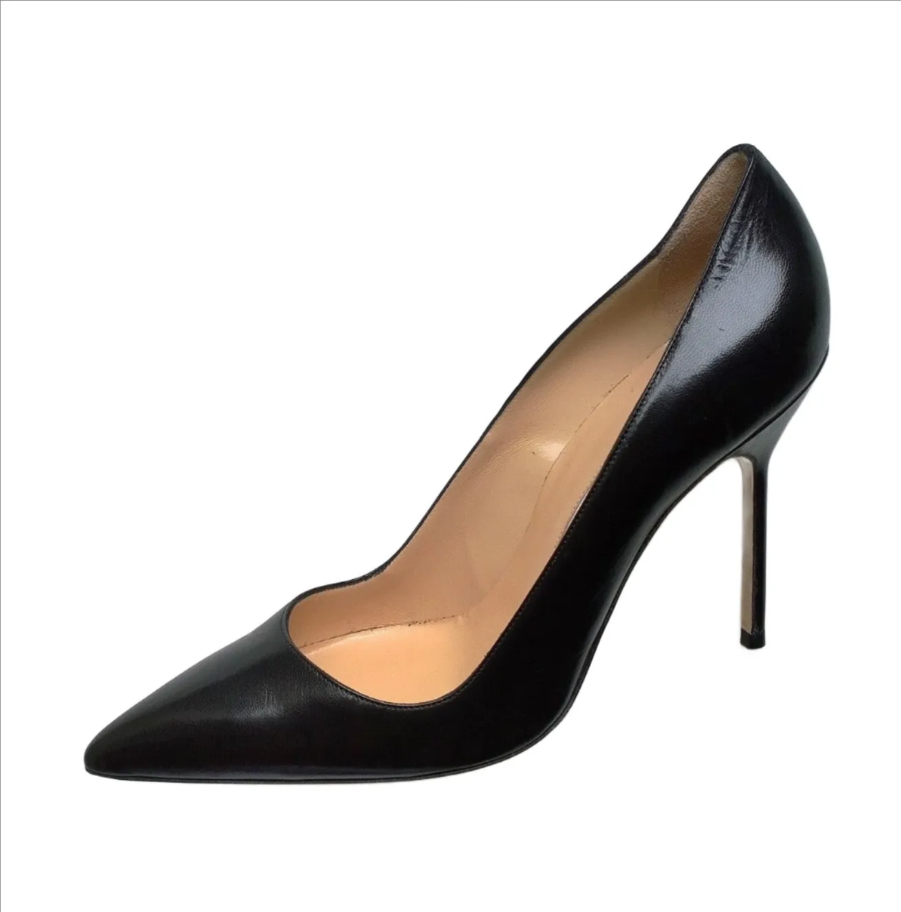 Manolo Blahnik Black Leather BB Heels 105