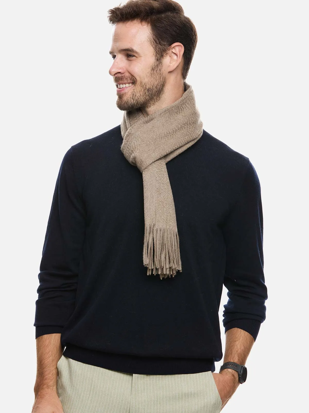 Oatmeal Mens Cashmere Scarf