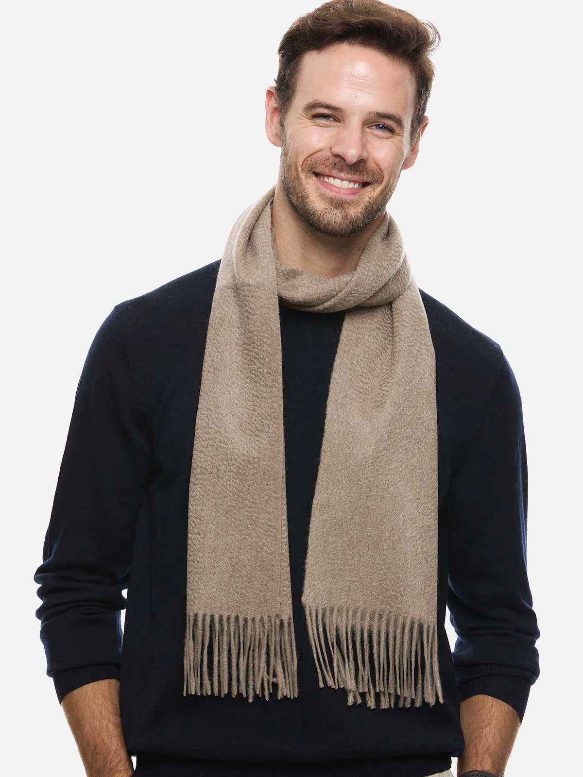 Oatmeal Mens Cashmere Scarf