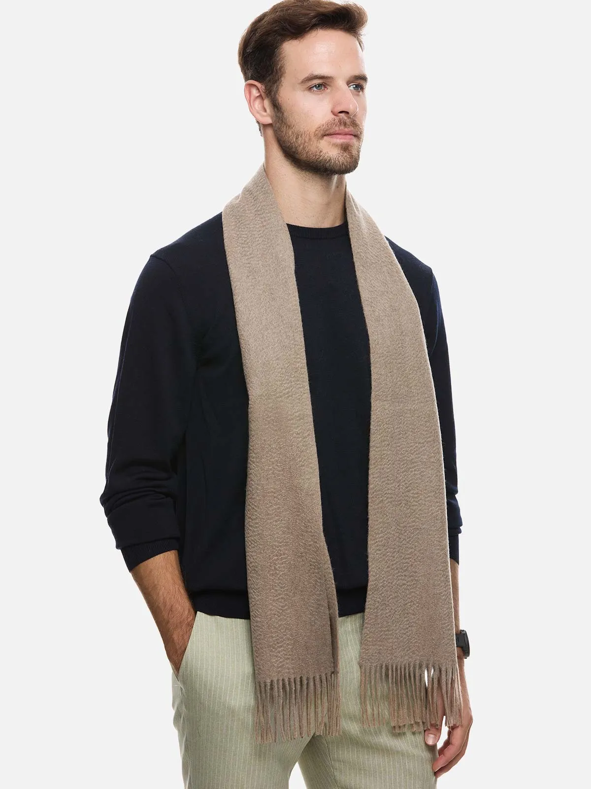 Oatmeal Mens Cashmere Scarf