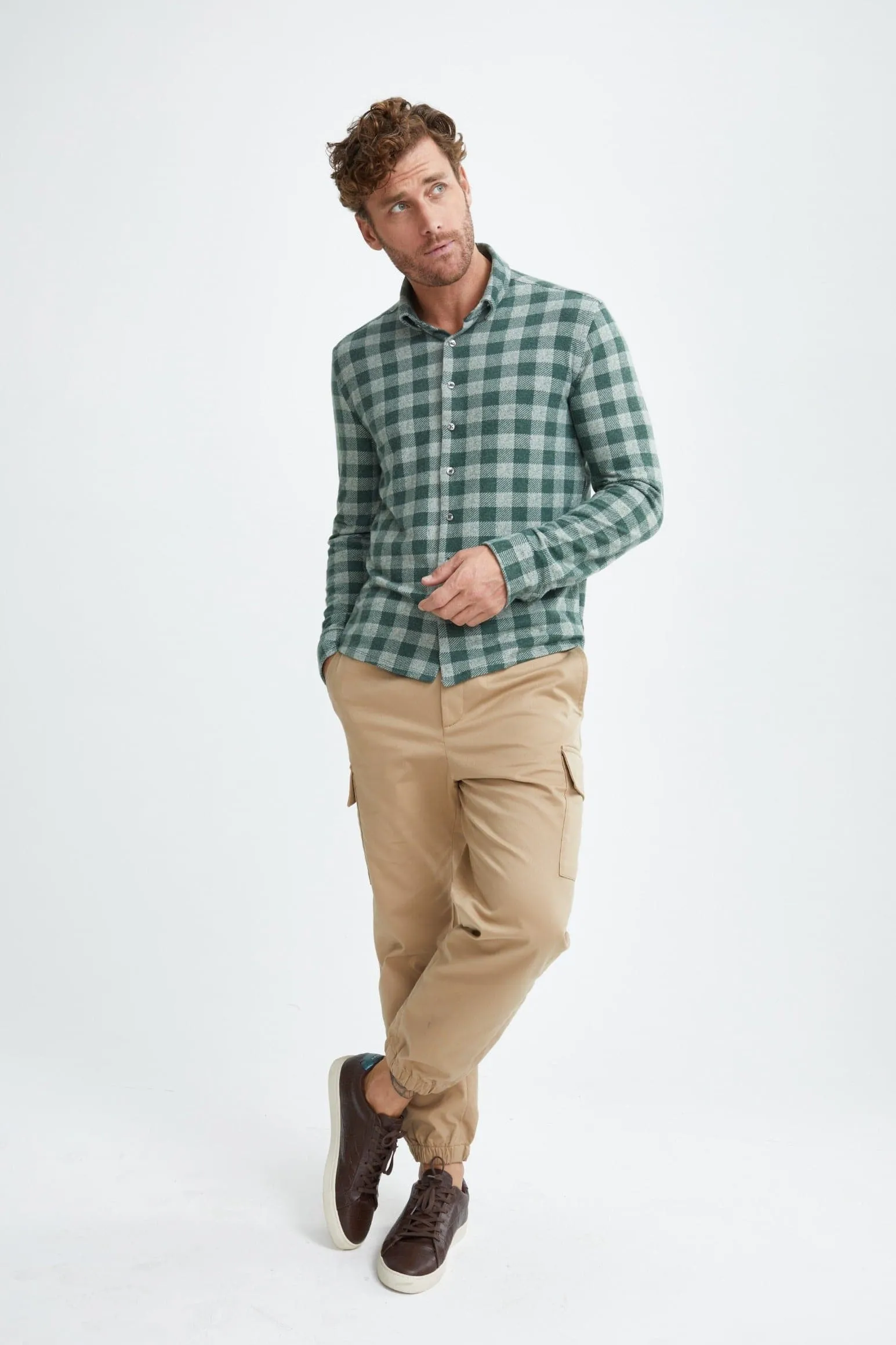 Olive T-Series Fleece Buffalo Check Shirt