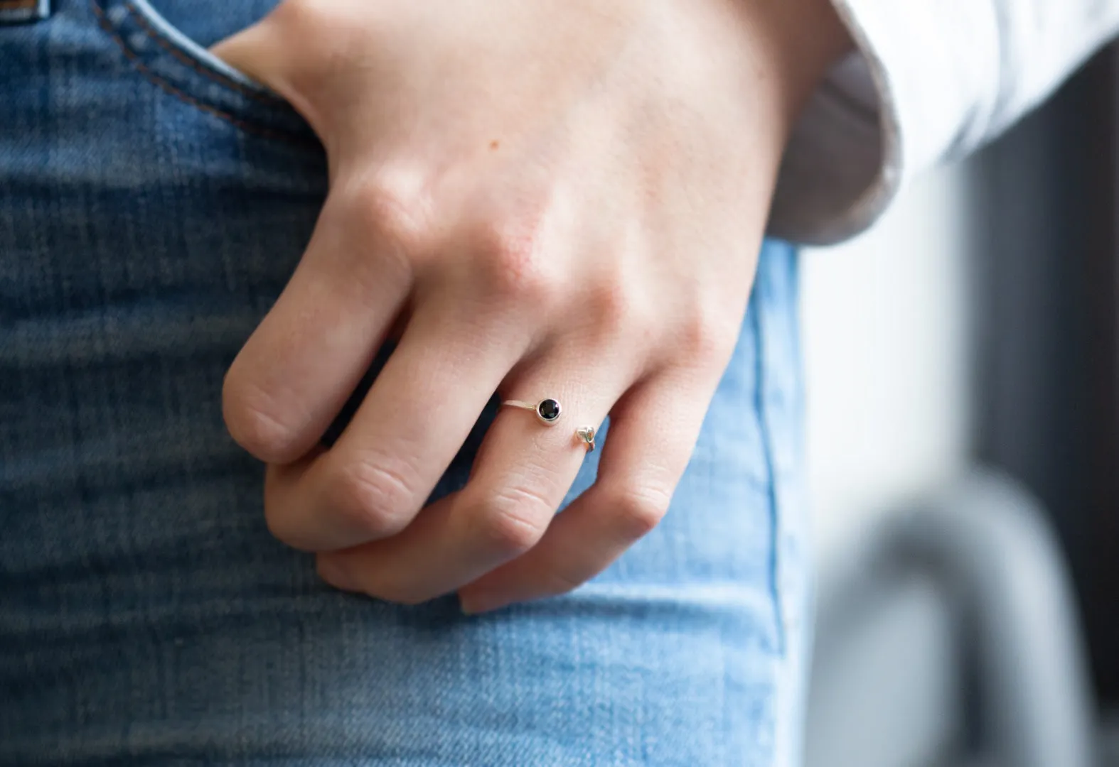 Open Cuff Blue   Green Sapphire Ring