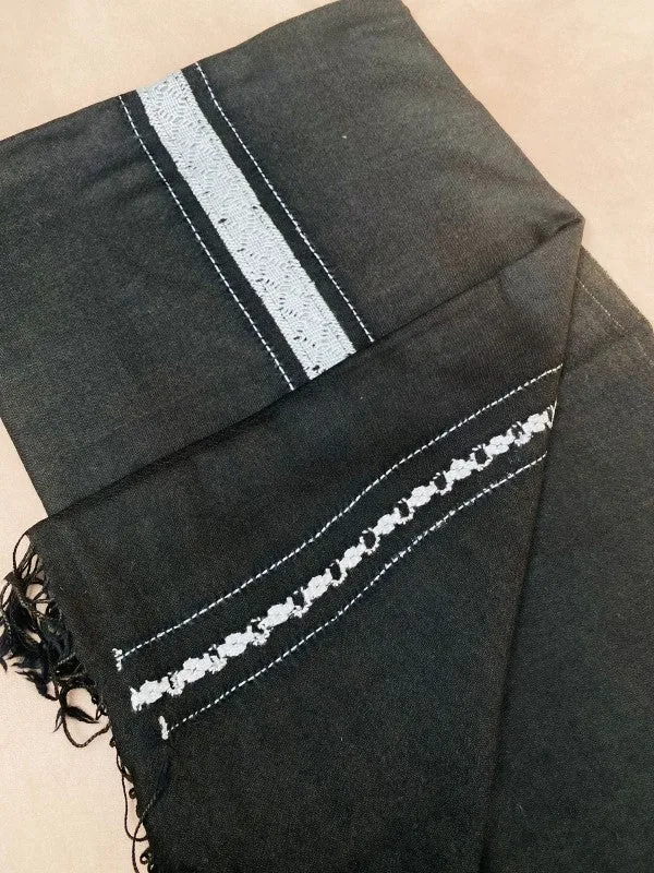 Pure Australian Wool Hand-Woven Shawl with Tarkashi Embroidery