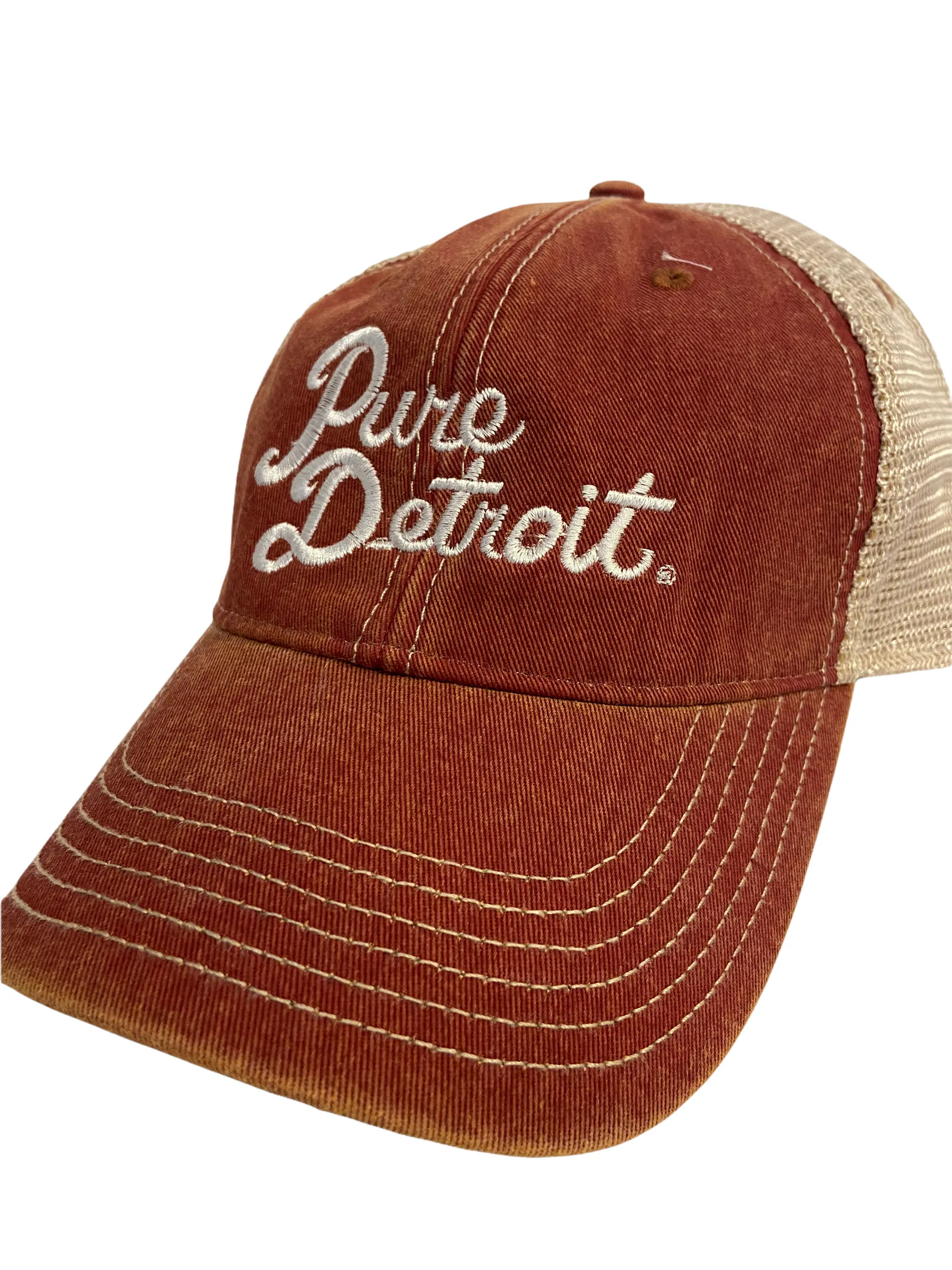 Pure Detroit Script Trucker Adjustable Hat / Unisex