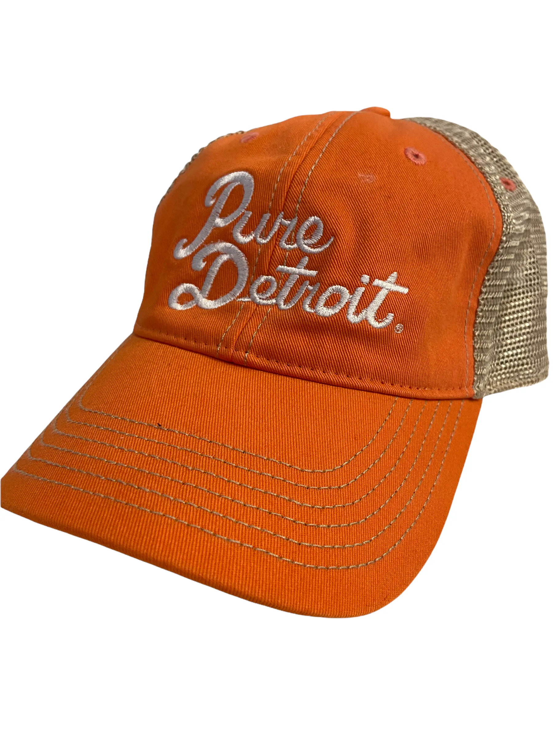 Pure Detroit Script Trucker Adjustable Hat / Unisex