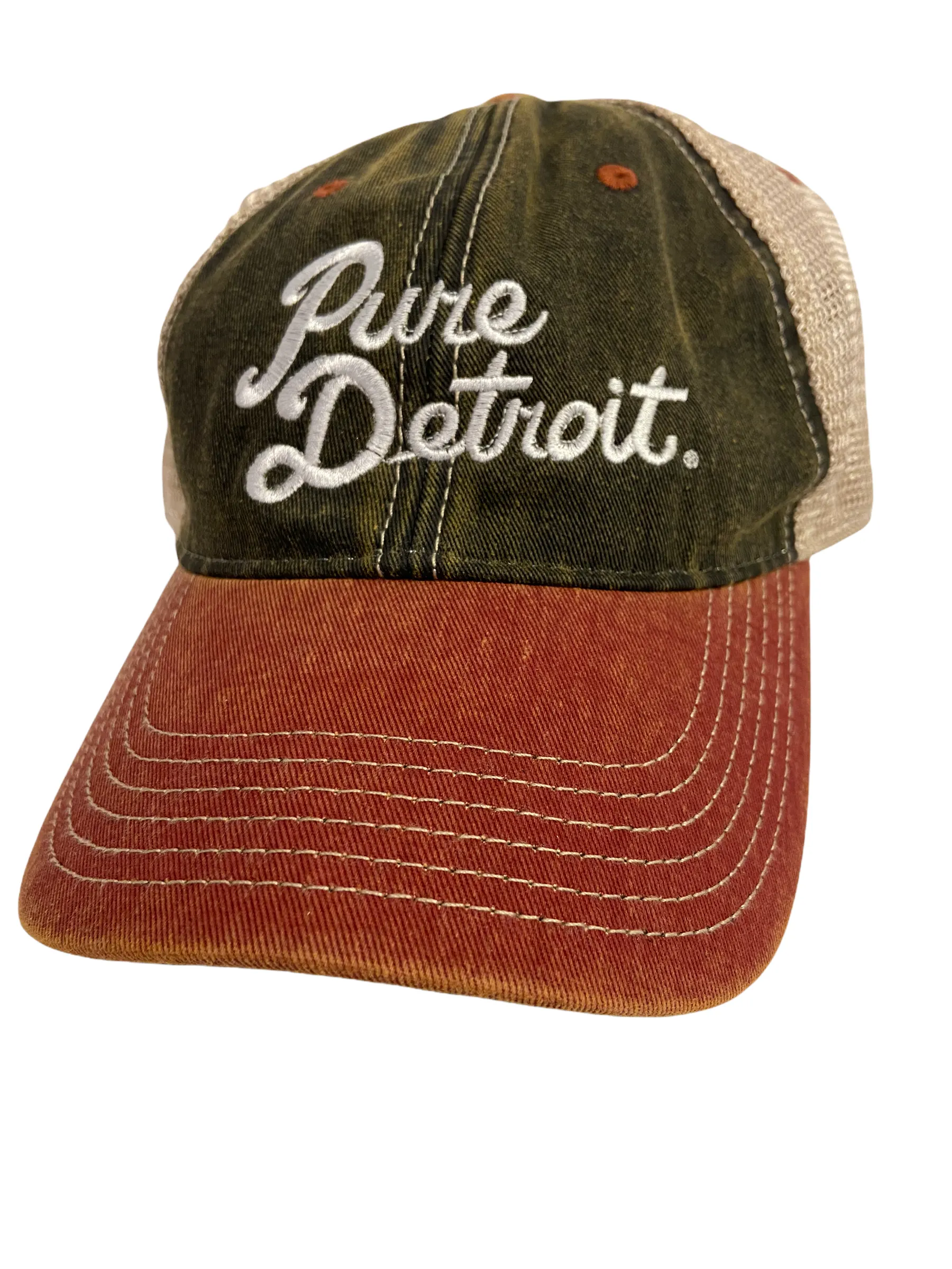 Pure Detroit Script Trucker Adjustable Hat / Unisex