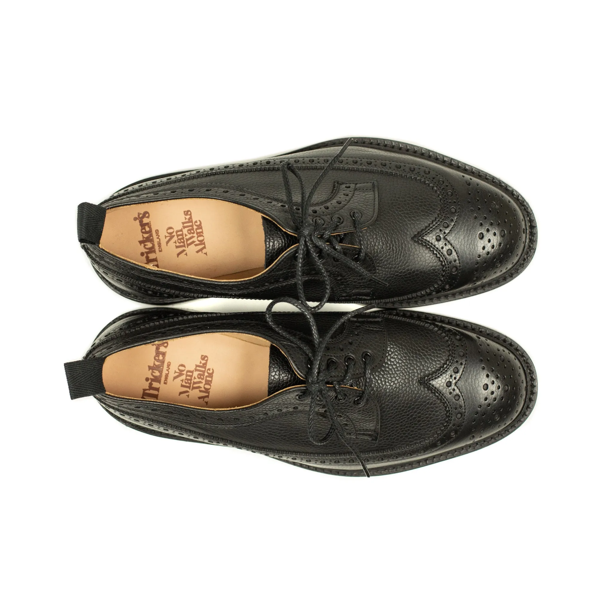 Richard longwing brogue blucher in black Scotch grain calf