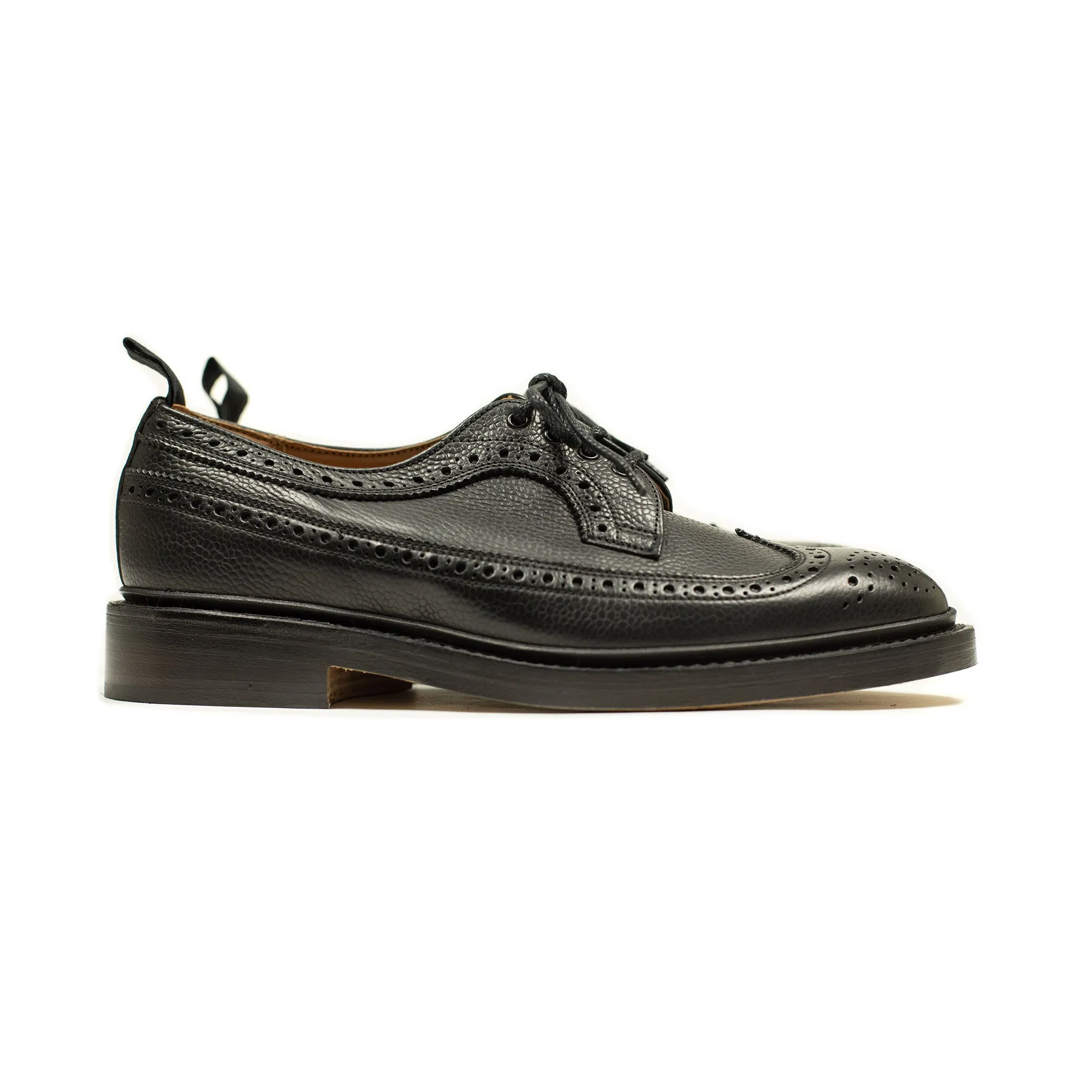 Richard longwing brogue blucher in black Scotch grain calf