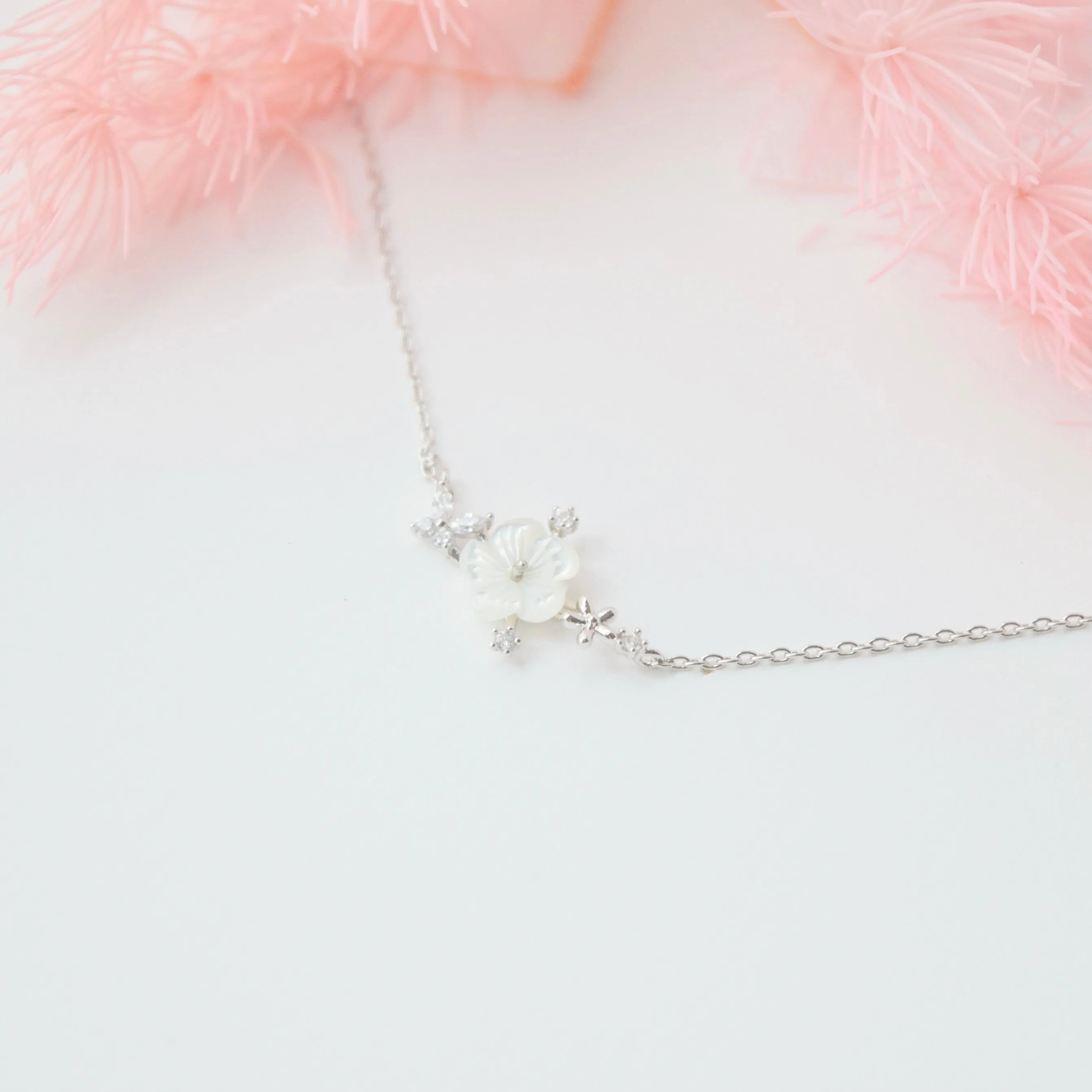 Silver Sakura Blossom Necklace