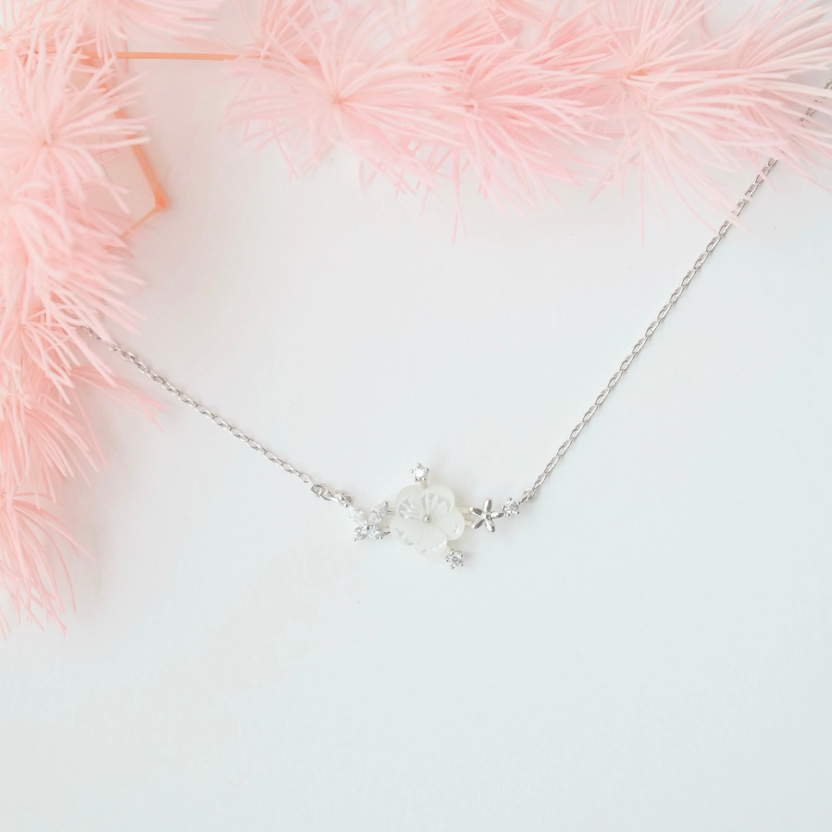 Silver Sakura Blossom Necklace