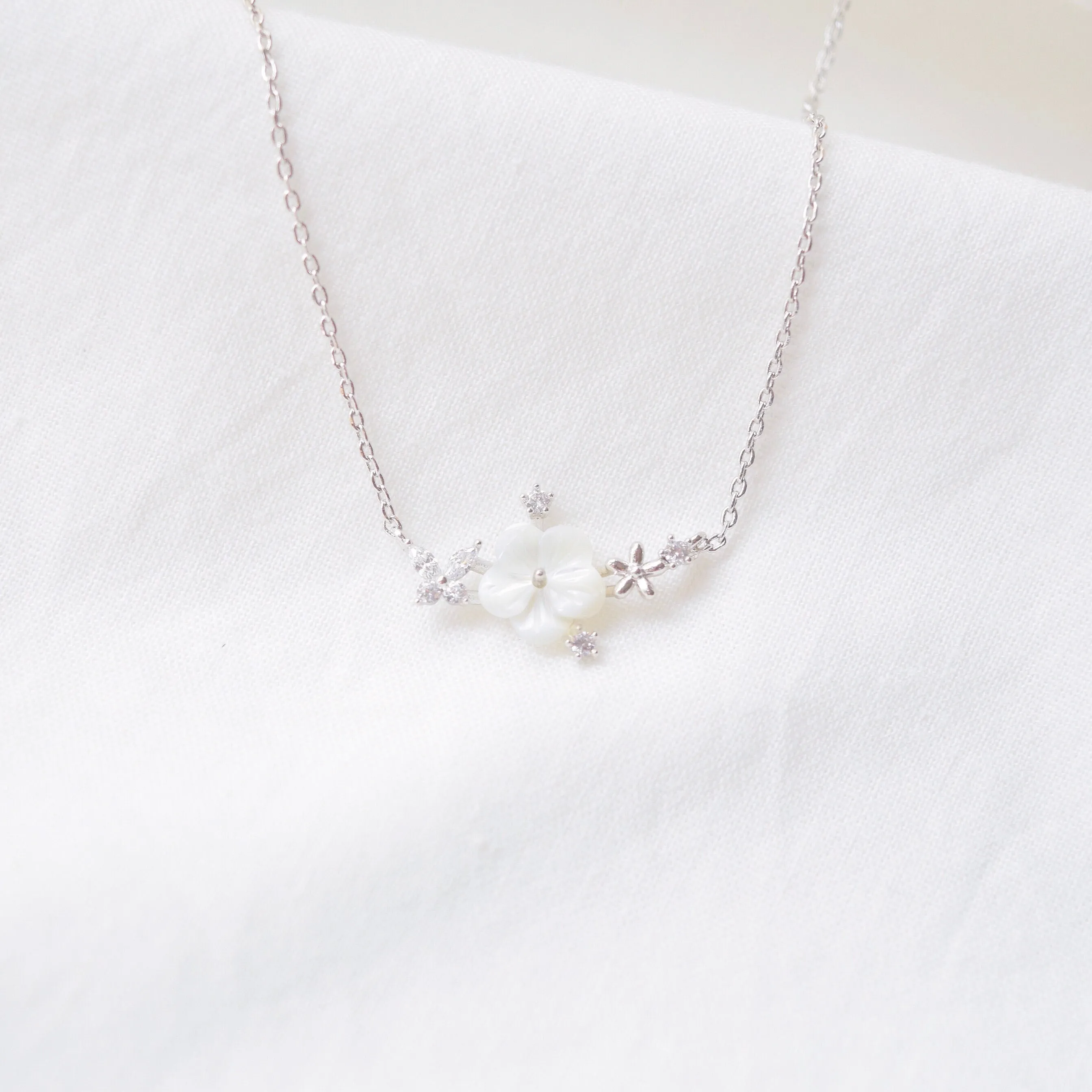 Silver Sakura Blossom Necklace